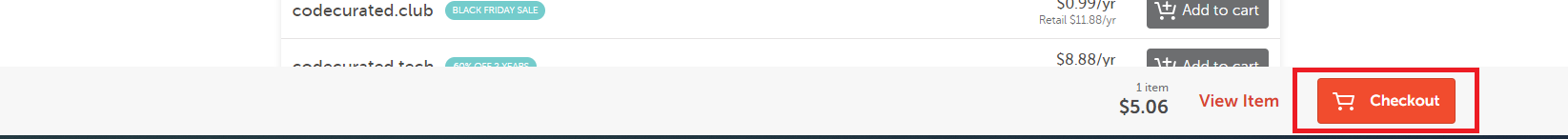 Checkout domain on Namecheap