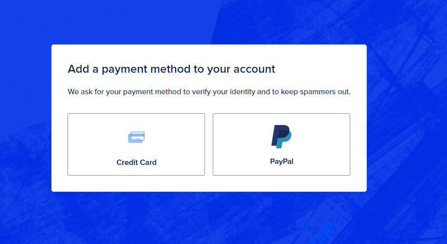 Add payment method on DigitalOcean