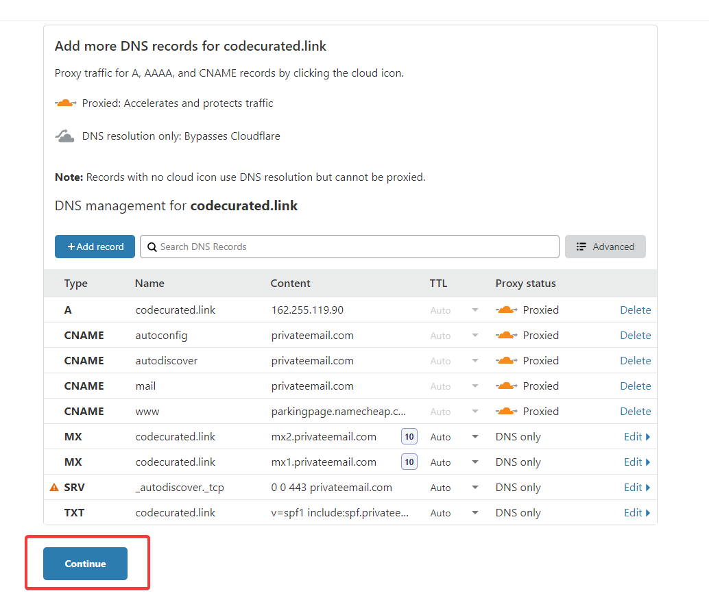 Check DNS record on Cloudflare