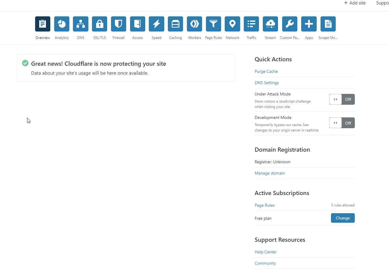 Successfully added domain to Cloudflare