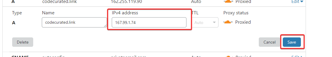 Insert IPv4 address in Cloudflare