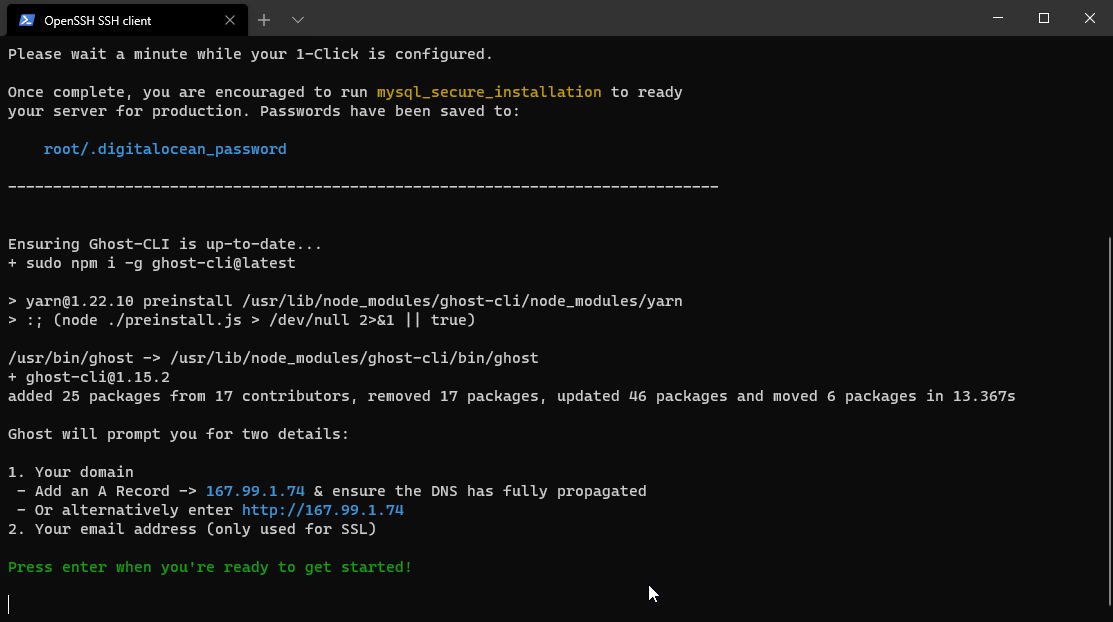 Get started on Ghost droplet