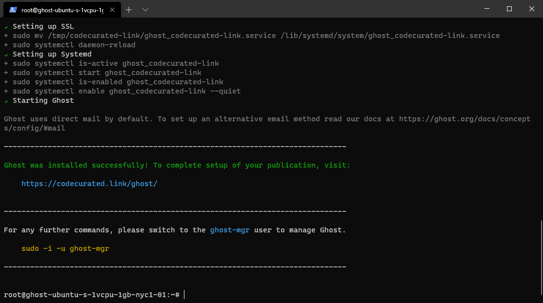 Finish setting up Ghost droplet