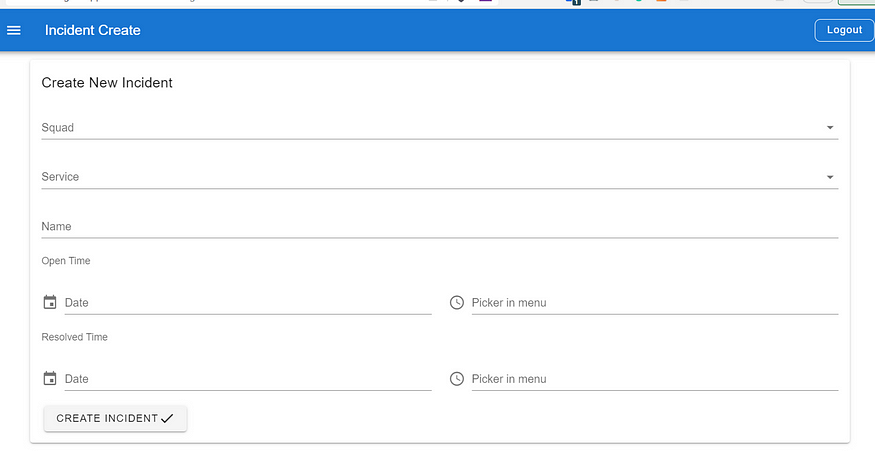 Manual Incident Creation Page